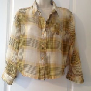 Sheer long sleeve short top